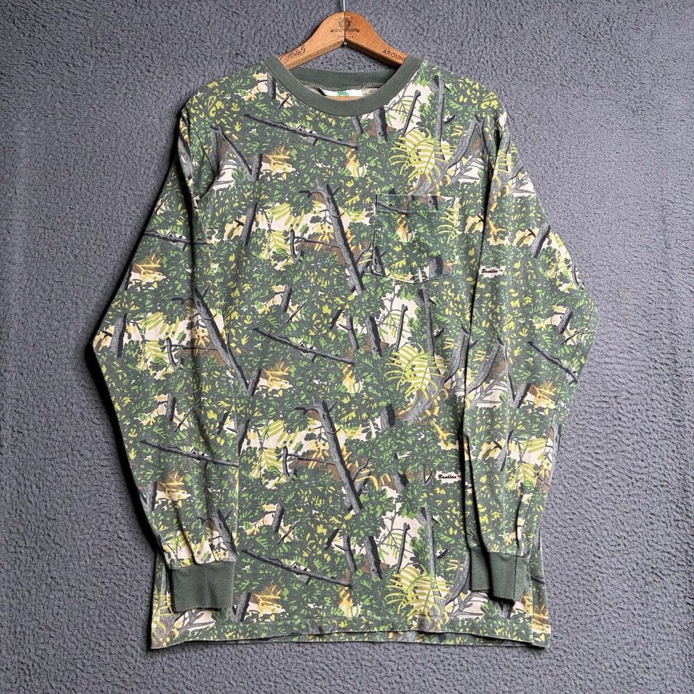 Vintage Bushlan South Texas Mens Medium Jungle Camo Single Stitch Pocket T-Shirt